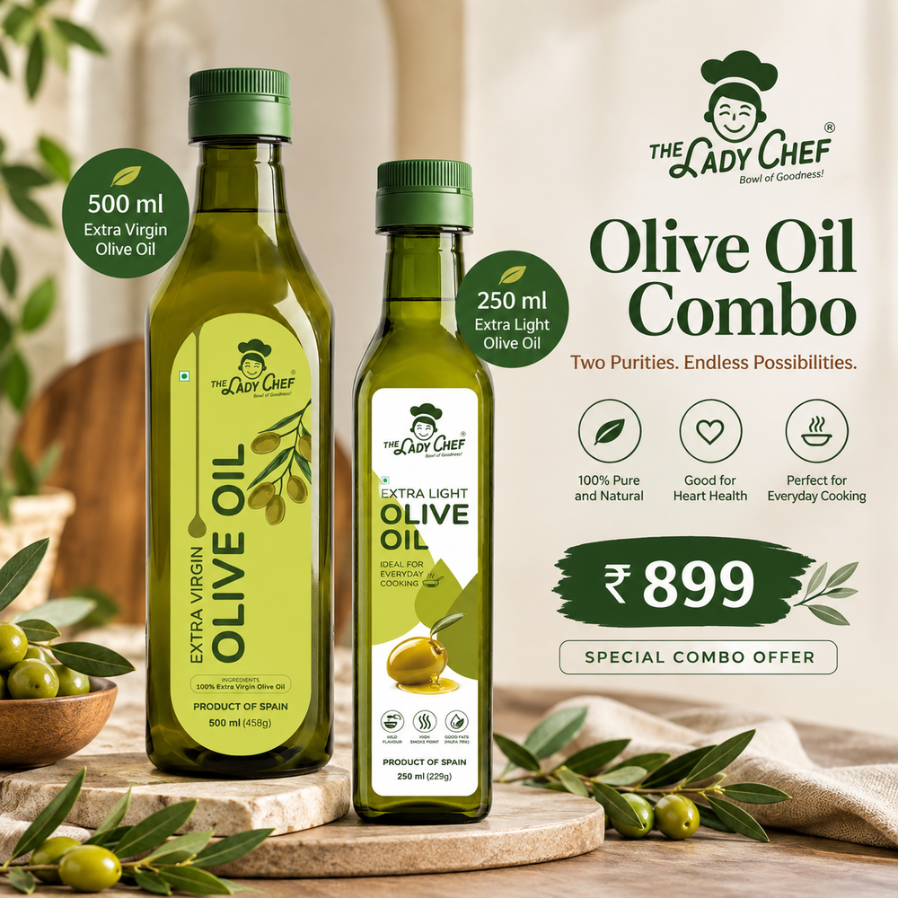 The Lady Chef Olive Oil Combo – Extra Virgin 500ml + Extra Light 250ml