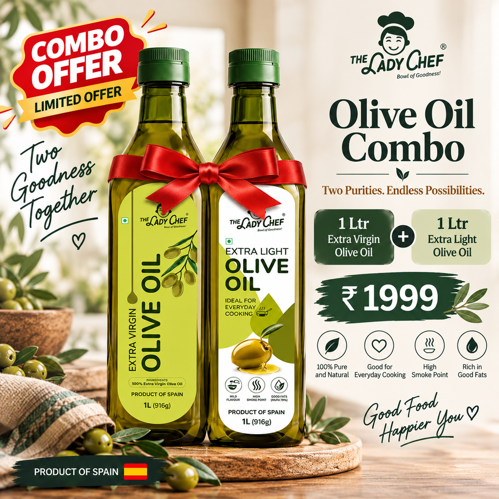 The Lady Chef Olive Oil Combo – Extra Virgin 1L + Extra Light 1L